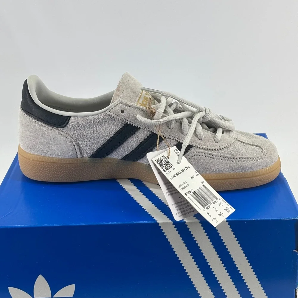 Adidas Handball Spezial Men 6.5 Grey Black Gum IH6508 New Suede Terrace Sneakers